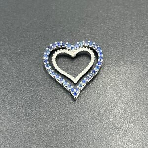 JWBR 10k White Gold Double Heart Pendant Blue Spinel and Diamond
21mm, 1.71g